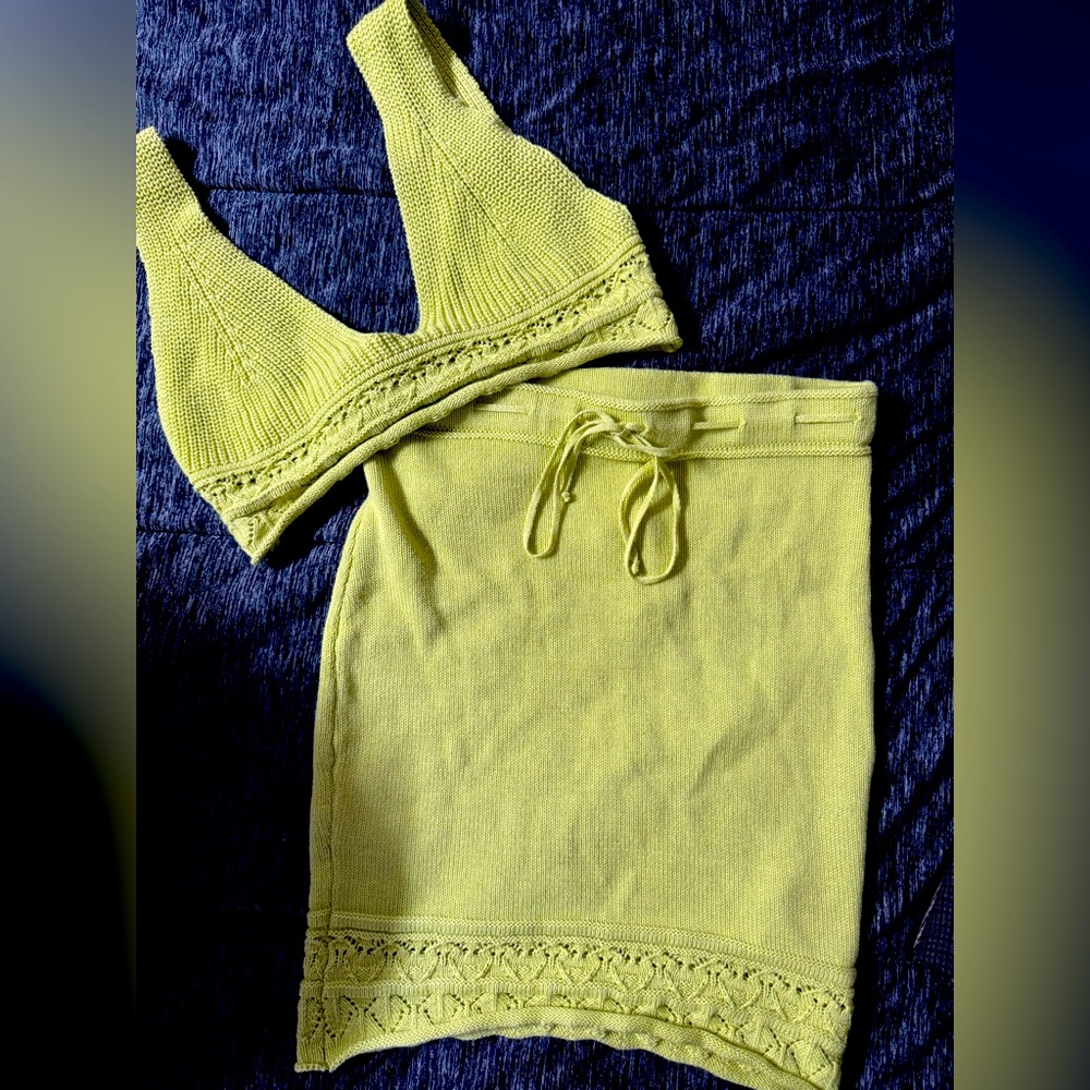 Knit bra top and skirt